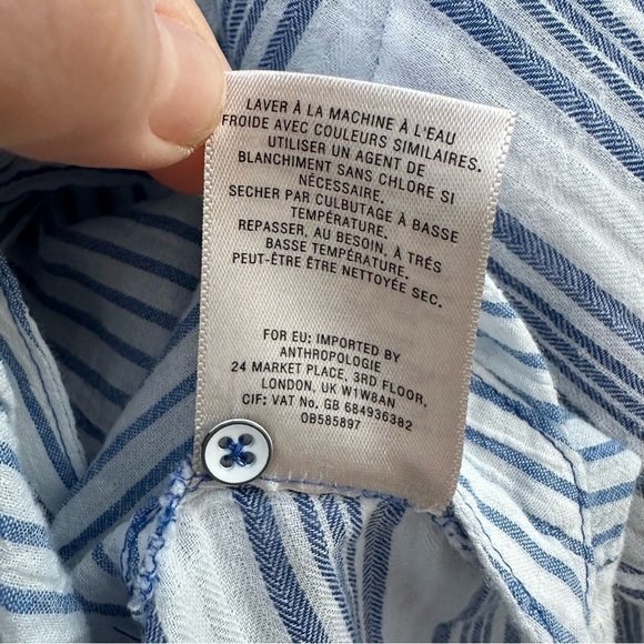 Anthropologie Holding Horses Mimi Pieced Wrap Tunic Blue White Stripe - Picture 8 of 13